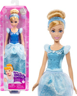 Mattel DISNEY Principessa Cenerentola - Bambola mobile con costume scintillante, scarpe e tiara staccabili, capelli pettinabili per divertimento dal parrucchiere, per bambini dai 3 anni in su, HLW06 Naty Shop Cenerentola Bambole