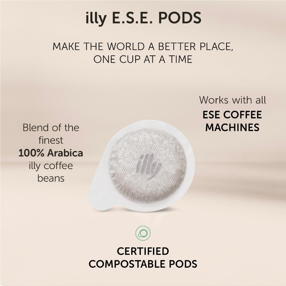 illy, Kaffee E.S.E. Dischetti Einzeldosis CLASSICO, 100% Arabica con note di fiori d'arancia e gelsomino, Sanfter Gesmack e Süßer Nachgeschmack, 1 confezione con 18 compostierbaren kapselsn