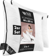 Cuscino 80X80 cm - design 2 in 1 - cuscino nel cuscino - grande cuscino per dormire traspirante e lavabile e 100% vegano - 2 cuscini 3 opzioni - cuscino con imbottitura 600G e 1200G Cuscini standard Naty Shop Cuscino Premium Set di 2 - 80 X 80 Cm