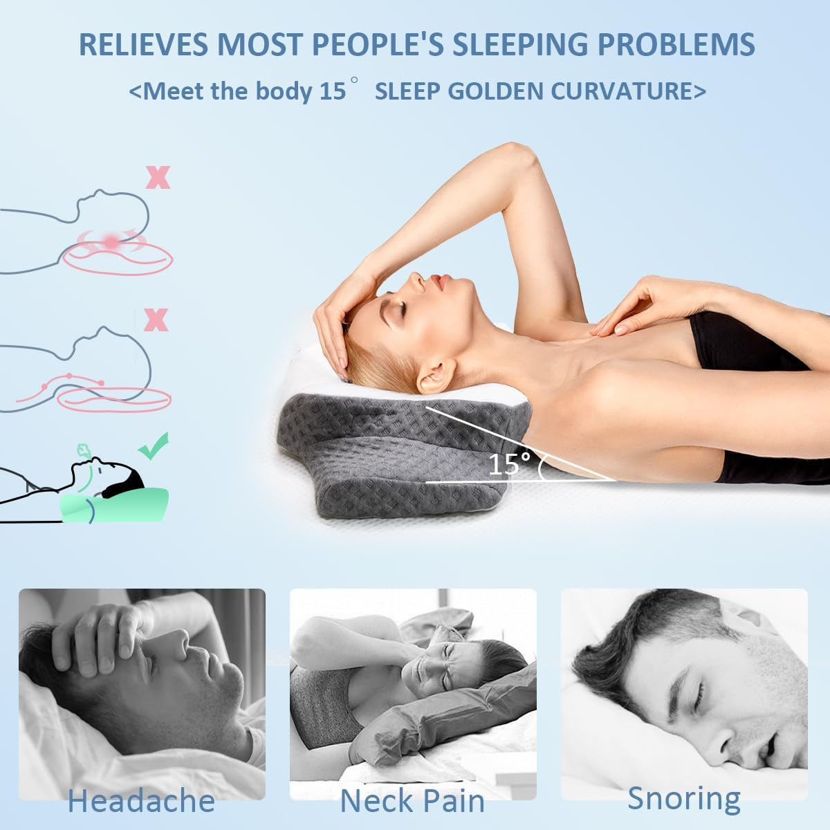 Topmener Cuscino Ortopedico in Memory Foam, Cuscino per Collo Regolabile, Cuscino Ortopedico ergonomico a Forma di Farfalla per Supporto del Collo durante il Sonno, Cuscino per Dormire su Schiena e Stomaco Cuscini Ortopedici Cervicali Naty Shop