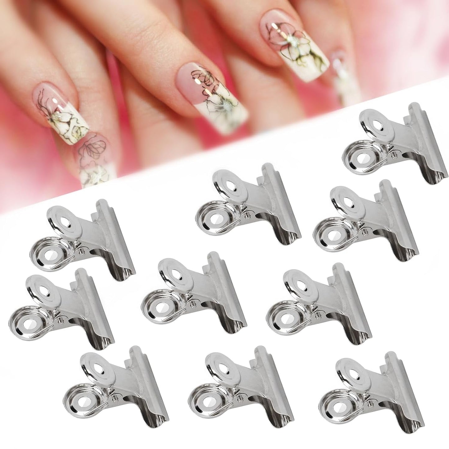 10 pezzi clip per unghie clip in metallo clip per estensione unghie strumento per nail art fissatore in fibra di vetro accessori per nail art attrezzatura pratica durevole salone fai da te per la casa