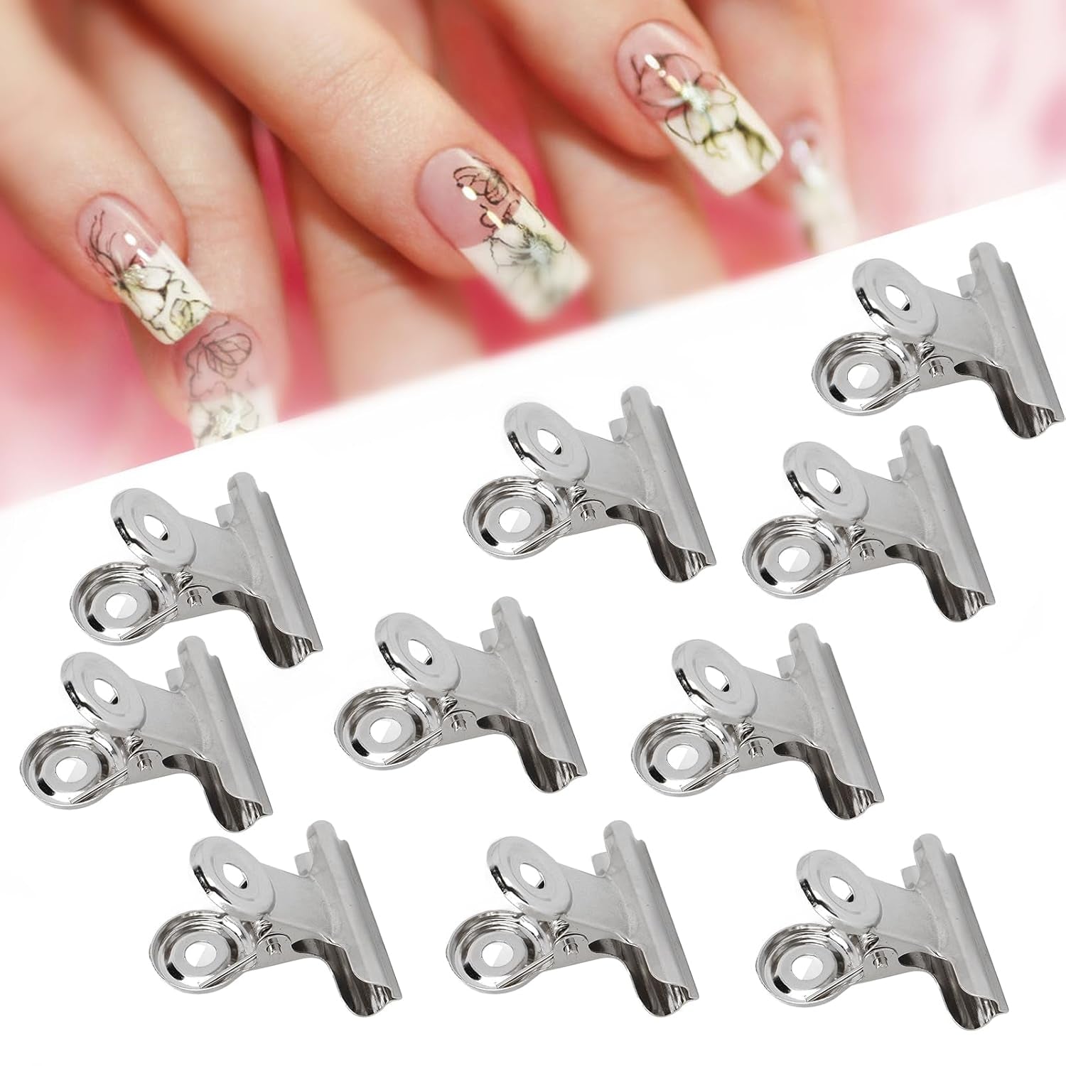 10 pezzi clip per unghie clip in metallo clip per estensione unghie strumento per nail art fissatore in fibra di vetro accessori per nail art attrezzatura pratica durevole salone fai da te per la casa