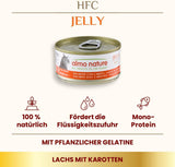 Almo Nature HFC Jelly - Alimento umido per gatti adulti - Salmone e Carote - Qualità Human, Senza Glutine - 6 x 70g