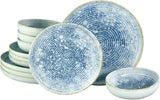 CreaTable, 21652, serie Uno Mykonos, set di stoviglie da 12 pezzi, set di piatti in porcellana, lavabile in lavastoviglie e adatto al microonde, prodotto in Portogallo