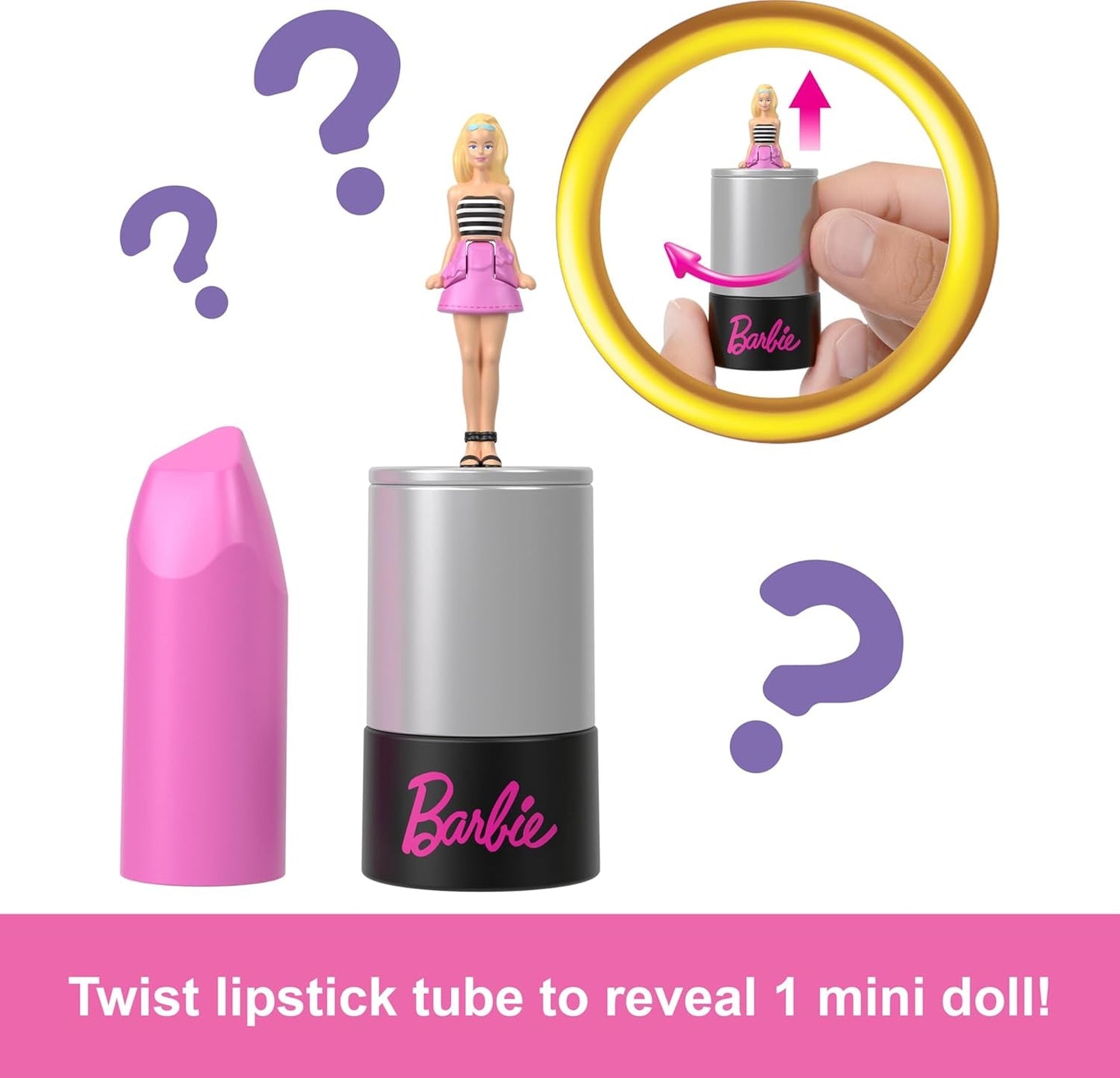 Barbie Mini Barbieland Set di 5 bambole Fashionistas, ca. Set collezione a sorpresa di mini bambole alte 3,8 cm con maniche di rossetto (gli stili possono variare), JBD26 Naty Shop Dolls