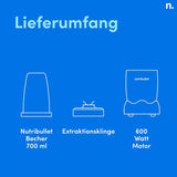 Nutribullet Original, Elektrischer Mixer, Zerkleinerer, Smoothiemixer, Smoothie Maker, 600 W Leistung, Einfach Und Schnell in Der Anwendung, Kompakt, Leicht Zu Reinigen, NB603DG Kitchen Naty Shop
