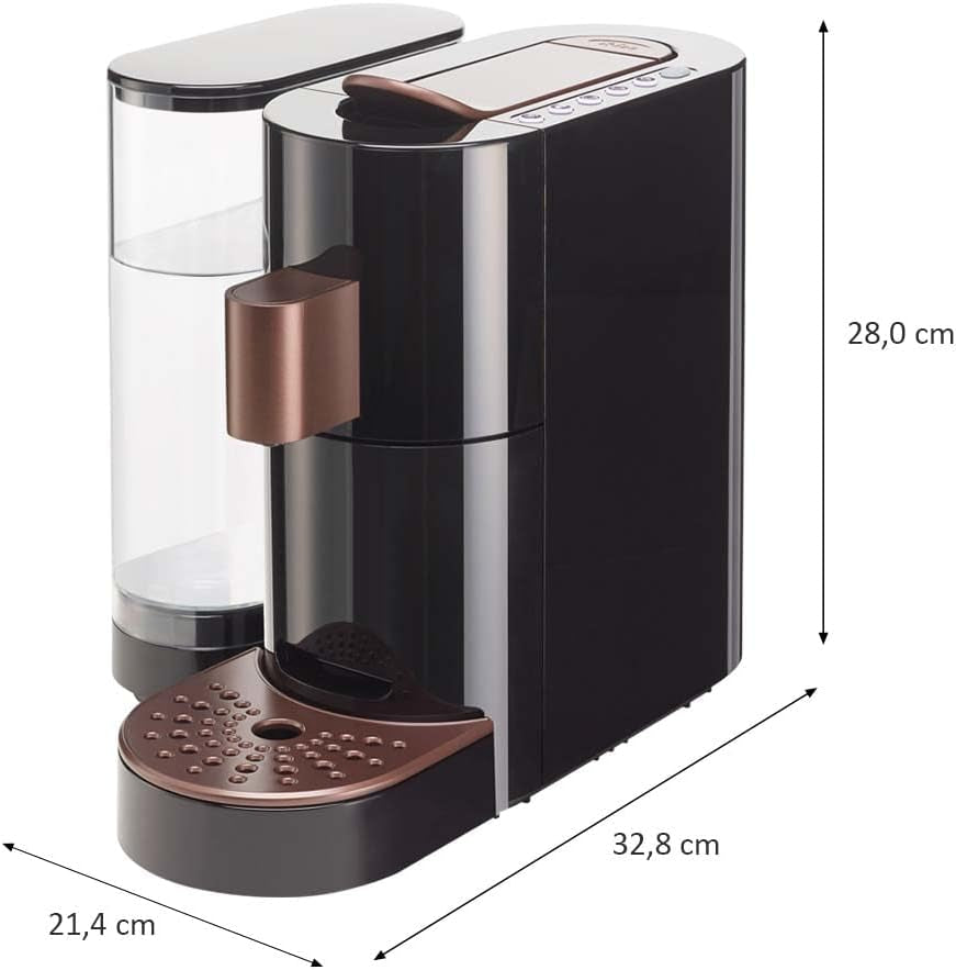 Macchina espresso a capsule K-FEE TWINS II per caffè, tè e cacao | Macchina per caffè espresso per tazze grandi | Riscaldamento rapido | Serbatoio dell'acqua da 2,3 l | 19 battute | Nero-rame