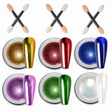 Wahrshei 6 Polvere per unghie cromata, Polvere cromata Nägel mit Spiegeleffekt, Puder laser cromato, Polvere effetto perla per unghie a ciambella smaltata