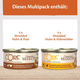 Wellness CORE Signature Selects 8 x 79g, Pollo e Tacchino Mix - Cibo umido per gatti, deliziose strisce in salsa, senza cereali, naturale, ipoallergenico, ricco di proteine, ricco di carne
