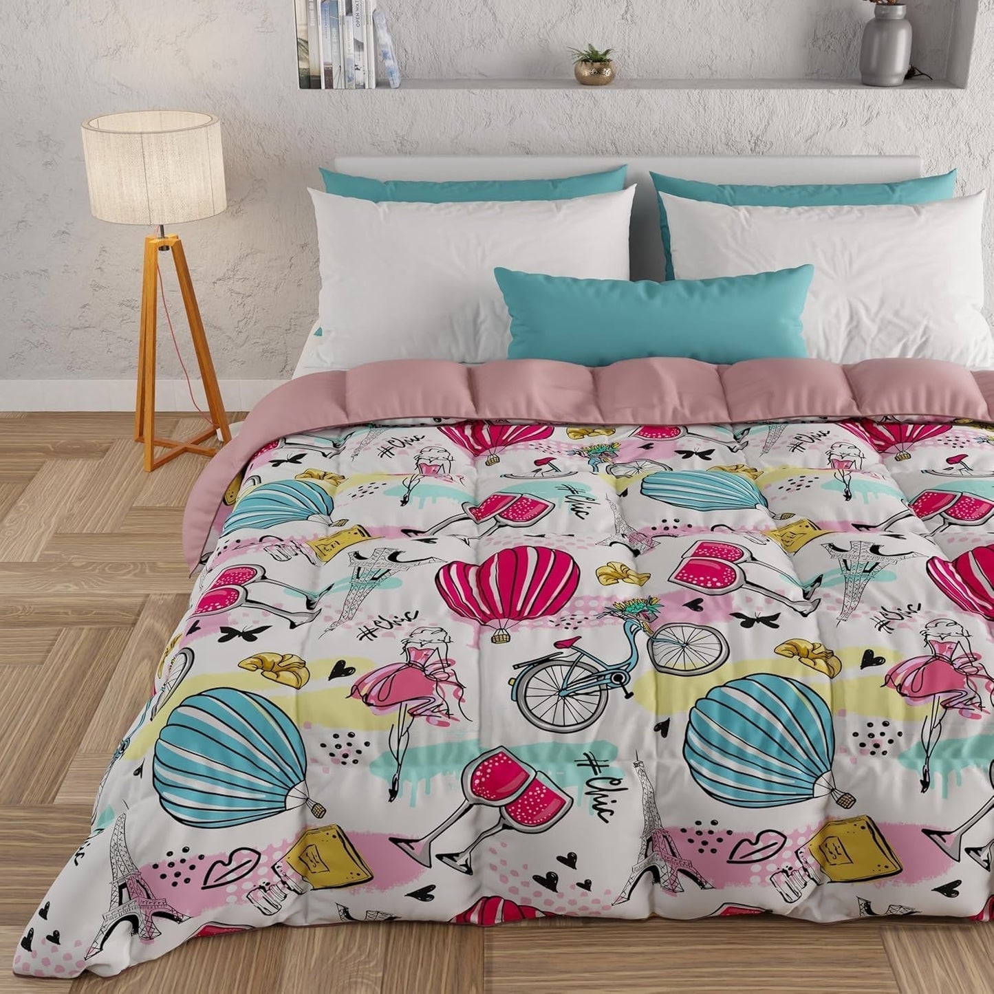 PETTI Artigiani Italiani - Trapunta invernale, Trapunta invernale, Trapunta semplice, Double face, Stampa monocolore e digitale, Microfibra anallergica 100%, Made in Italy