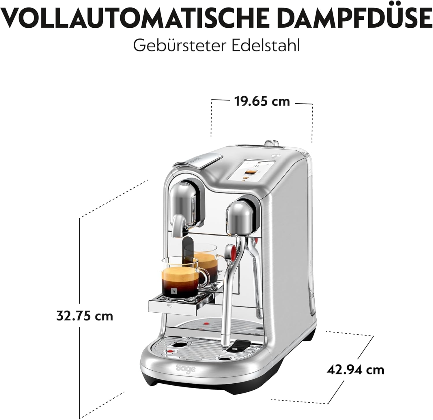 Macchina per caffè espresso Sage Nespresso Creatista Pro, acciaio inossidabile, acciaio inossidabile spazzolato