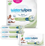 Salviettine umidificate WaterWipes Sensitive+ per neonati e bambini piccoli, 720 pezzi (confezione da 12), pulizia 3 in 1, cura, protezione, 99,9% acqua, detergente strutturato, senza profumo