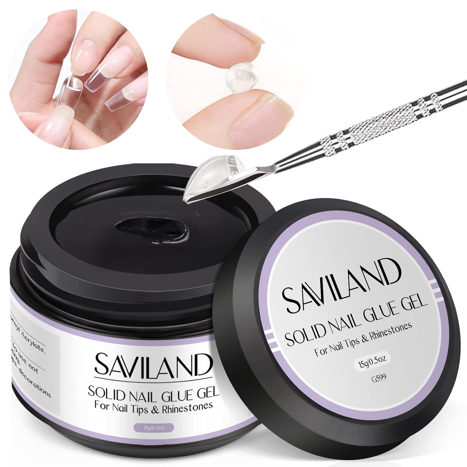 SAVILAND Fester Nagelkleber Gel: 30-Tage Lang Anhaltender Stronger Nagelkleber Für Press on Nails Falsche Nagelspitzen 15Ml U V Nagelkleber 3D Gel-Nagelkunst-Kleber Für Verwendung Im Salon Zu Hause