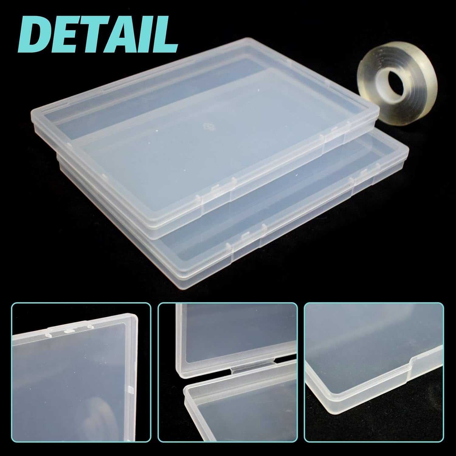 2 pezzi 30 cm nastro biadesivo scatola di immagazzinaggio per unghie artificiali scatola rettangolare trasparente scatole di imballaggio in plastica punte per unghie contenitore unghie artificiali 21,8x15,5 cm