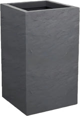 Fioriera Volcania Up, quadrata, alta, 36 l, aspetto pietra, parete singola, serbatoio dell'acqua, 29,5 x 29,5 x 49,5 cm, grigio antracite