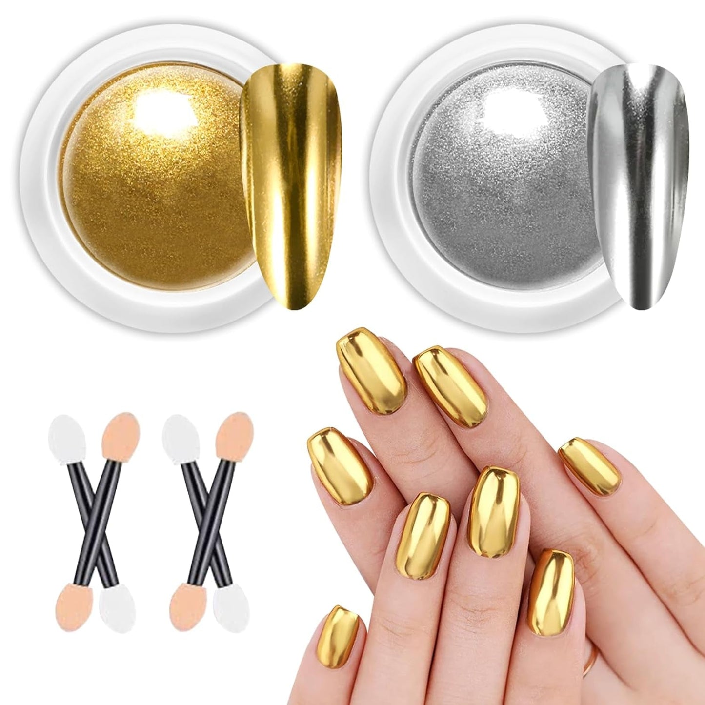 BISHENGYF Polvere per unghie cromata argento – Metal Holo Chromfarbener Nagelpuder, 1G Cromepulver Nägel Glitzer Glänzende Silver Nagelpulver Spiegeleffekt Pigment Nagelkunst, Diy-Design-Dekor Frauen Geschenk