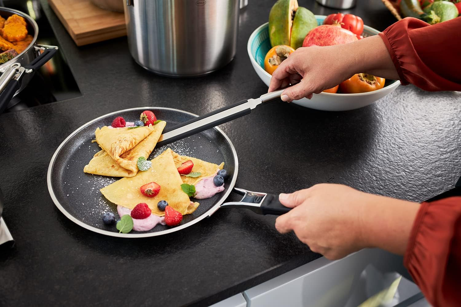 Padella per pancake RÖSLE SILENCE PRO, rivestimento antiaderente Proresist antigraffio premium, acciaio inossidabile 18/10, adatta per induzione Pentole e Padelle Naty Shop