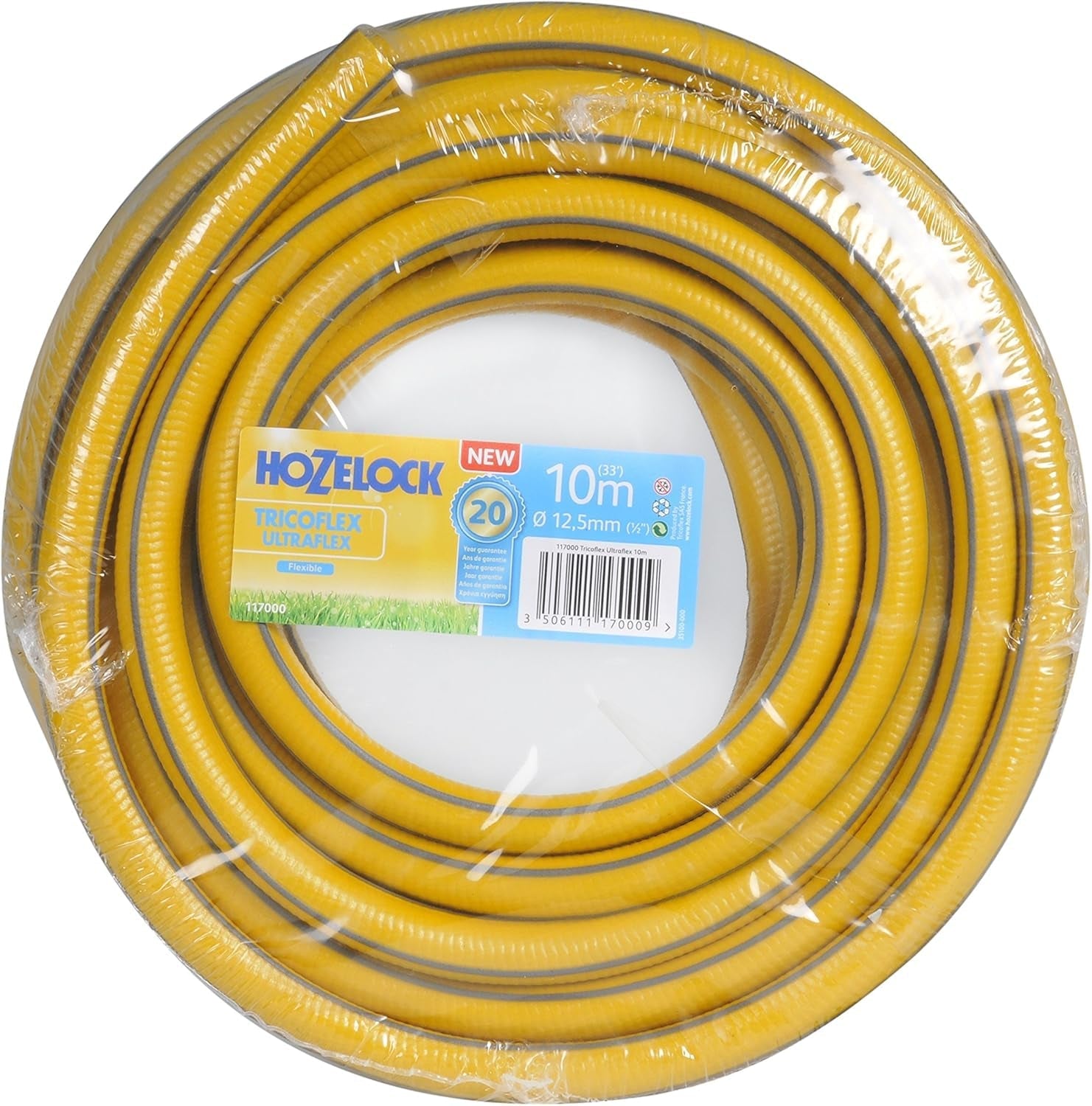 HOZELOCK - Tubo Tricoflex Ultraflex Ø 12,5 mm (1/2") 10 M: Tubo da giardino flessibile resistente alle intemperie, antitorsione e antitorsione in PVC riciclato al 40% [117000]