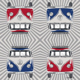 BRISA VW Collection - Tovaglioli da tavola T1 Bus Volkswagen (strisce Samba/rosso/3 veli)