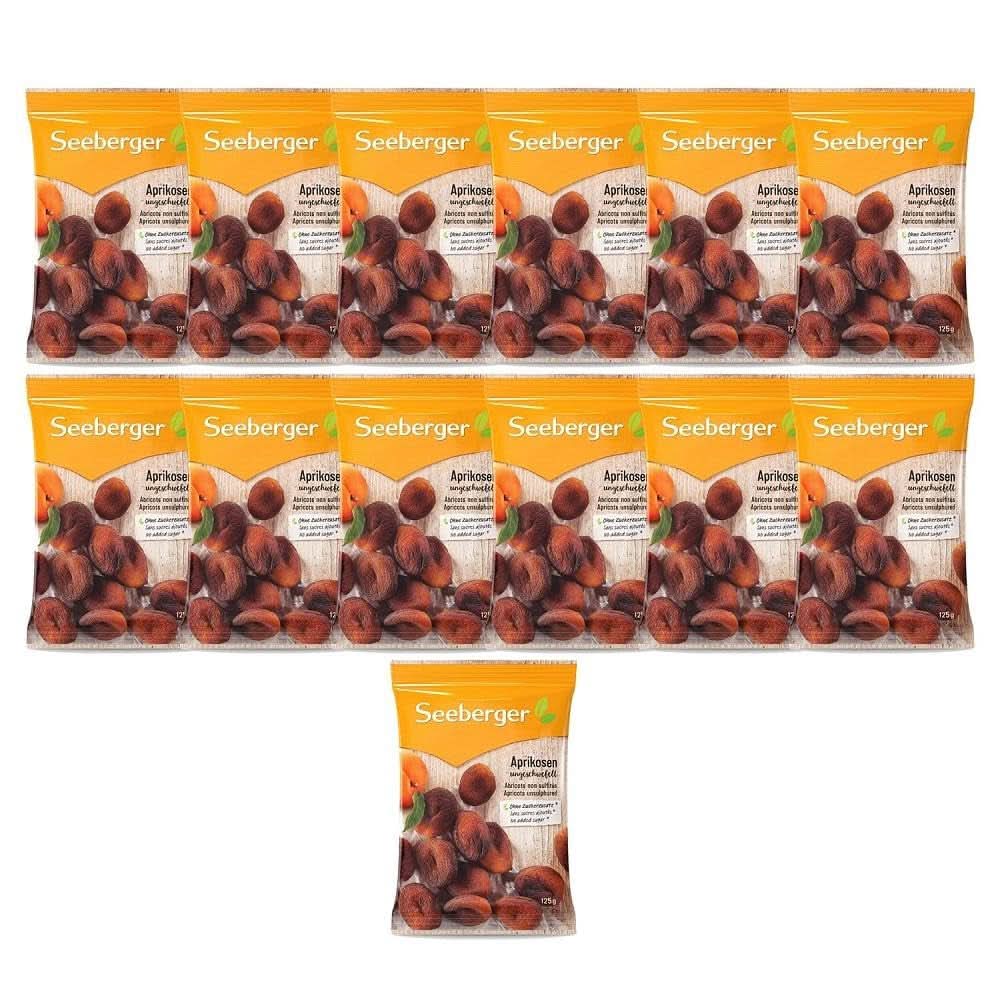 Seeberger Albicocche secche non trattate, dal sapore dolce-fruttato - senza zuccheri aggiunti, 13 x 125 grammi Prodotti secchi Naty Shop