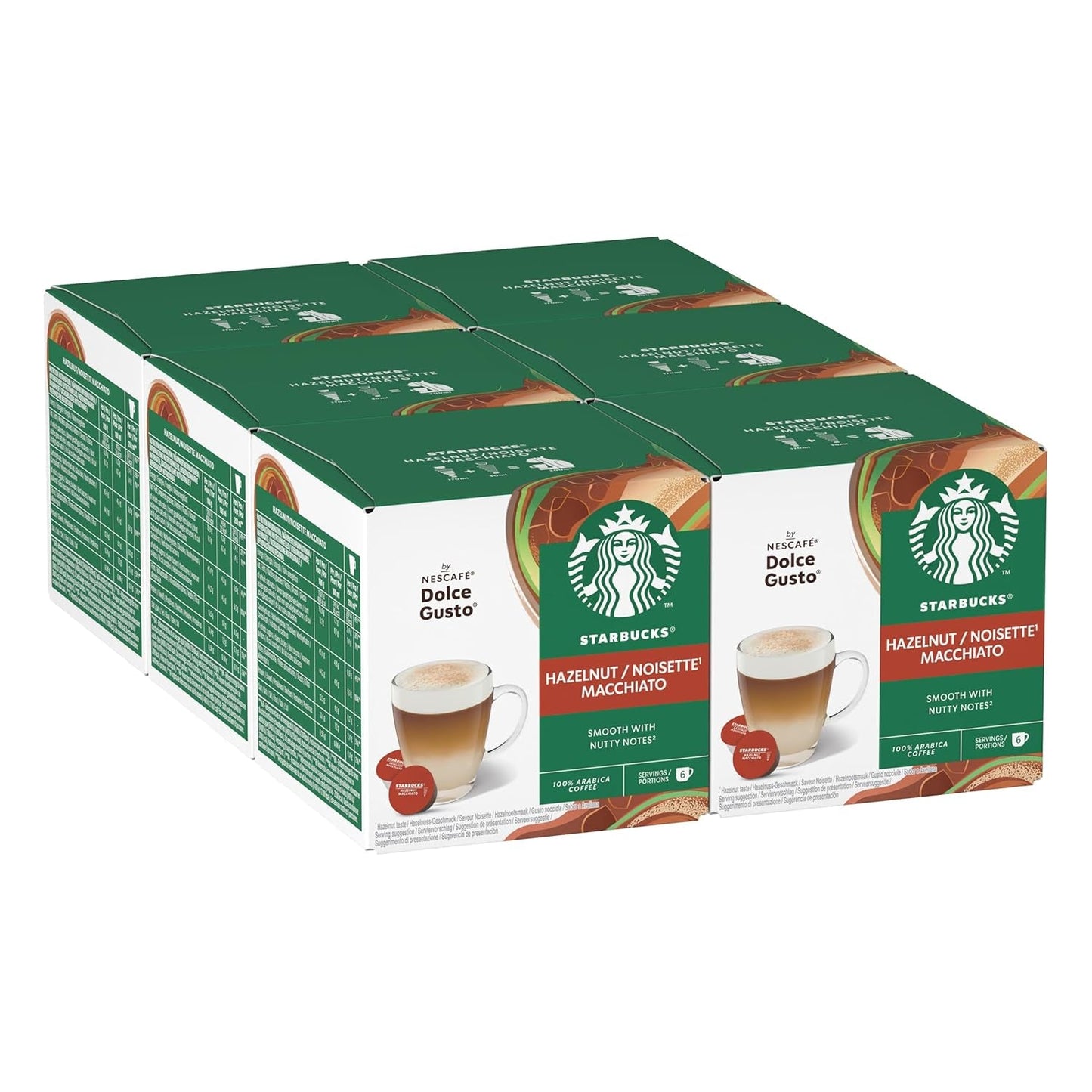 STARBUCKS Nocciola Macchiato di Nescafé Dolce Gusto, Dunkle Röstung, Kaffeekapseln 6 x 12 (72 Capsule)