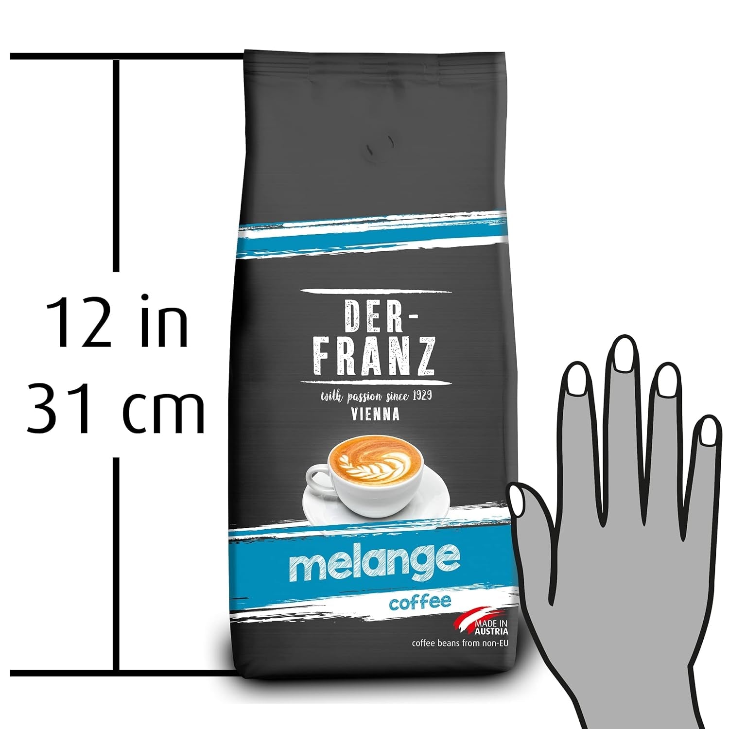 Caffè Der-Franz Melange, intensità 3/5, 100% Arabica, chicchi di caffè interi, 4 x 1000 g