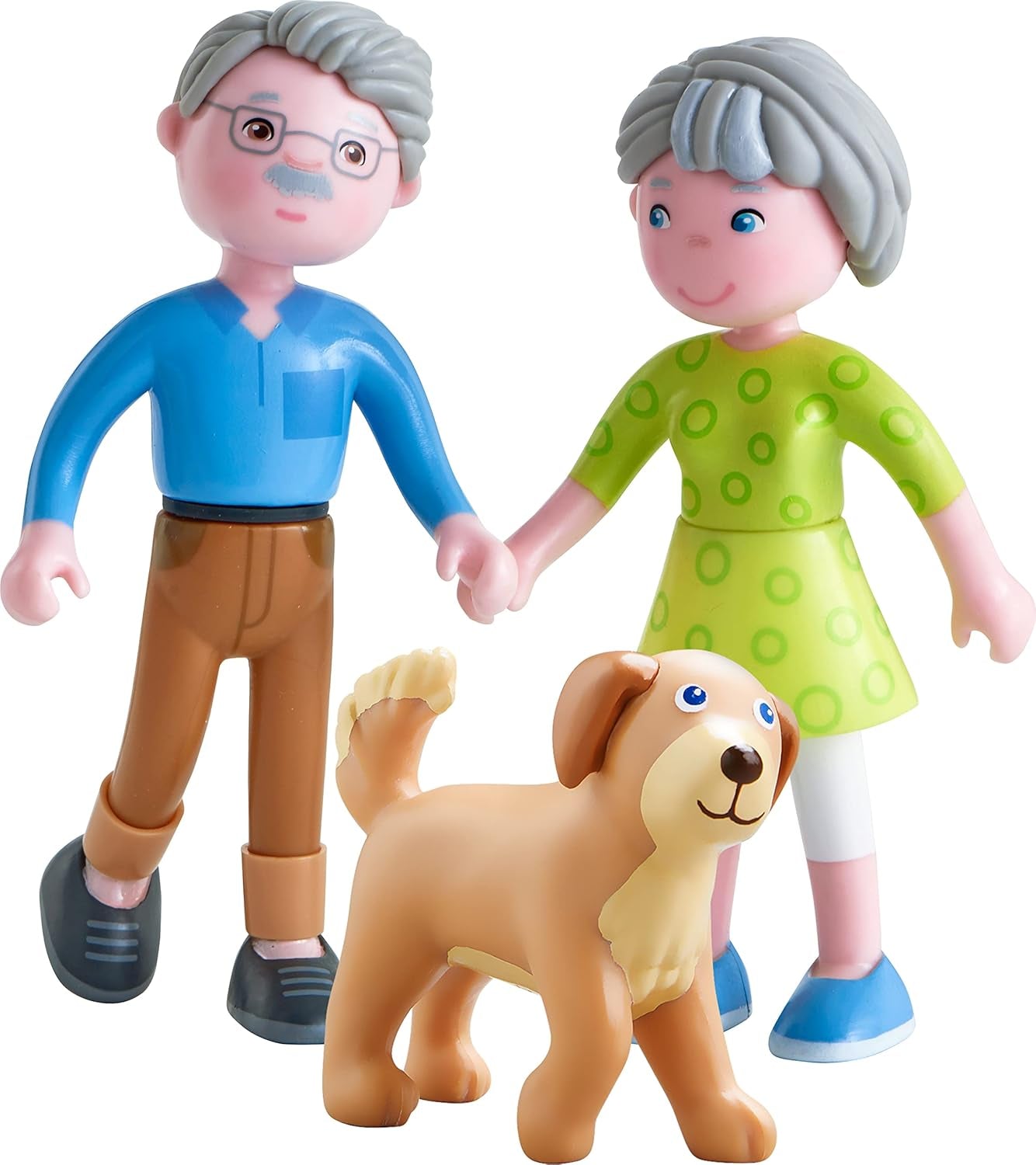 HABA 306147 - Little Friends Playset Nonni, Bambole flessibili e Animali dai 3 anni in su, Multicolore