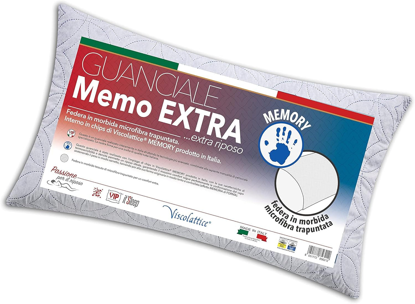 V.I.P. Cuscino Molto Importante V.I.P. Cuscino In Fiocchi Di Memory Bianco 45 X 75 cm Cuscino Trapuntato In Poliestere Super Traspirante Morbido Prodotto In Italia Naty Shop Cuscini Standard Titolo predefinito