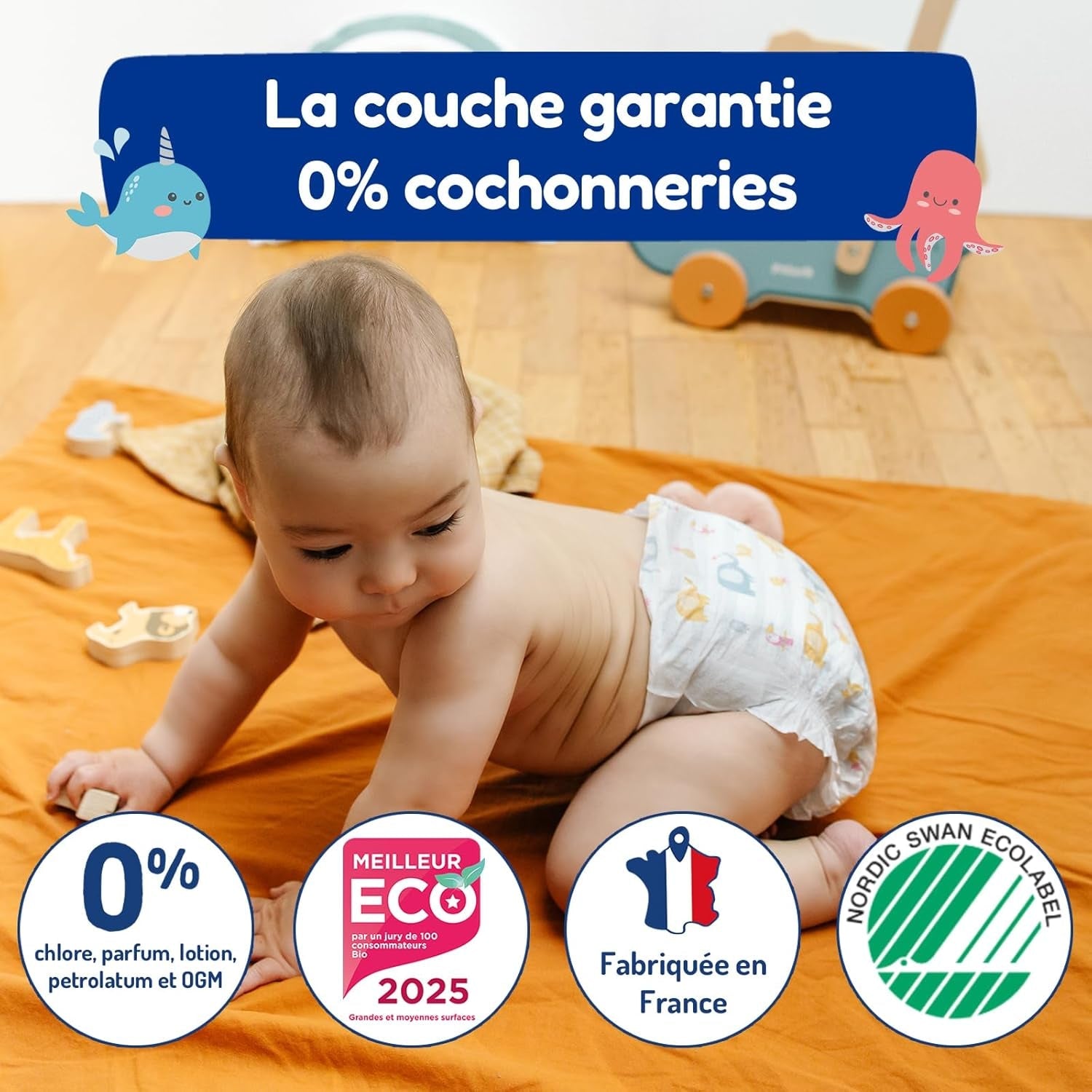 - Pannolini taglia 4+ 9-20 kg – Ökologische Babywaidern – natürliche Babypflege, ipoallergen, ohne Parfüm und auslaufsicher – hermestellung in Frankreich – 126 pannolini usa e getta – 1 mese