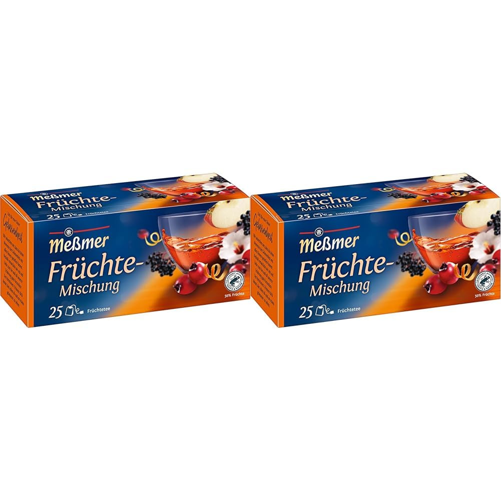 Mix di frutta Meßmer | 25 bustine di tè | Vegano | Senza glutine | Senza lattosio (confezione da 2)