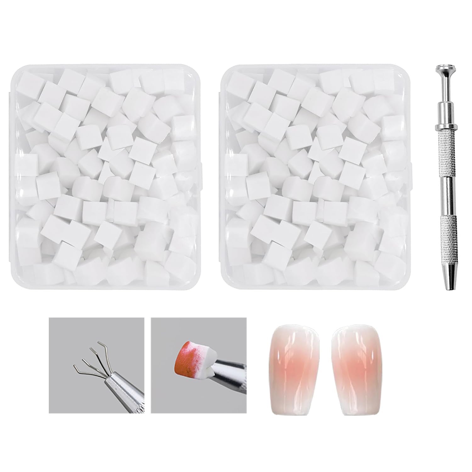 200 Pezzi Nail Art Schwamm Mit Metallgreifer, Sponge Nagel Pinsel, Nageldesign Zubehör Schwammpinsel, Um Eine Variandung Von Gradient Nail Art Patterns Zu Erstellen(Weiß?