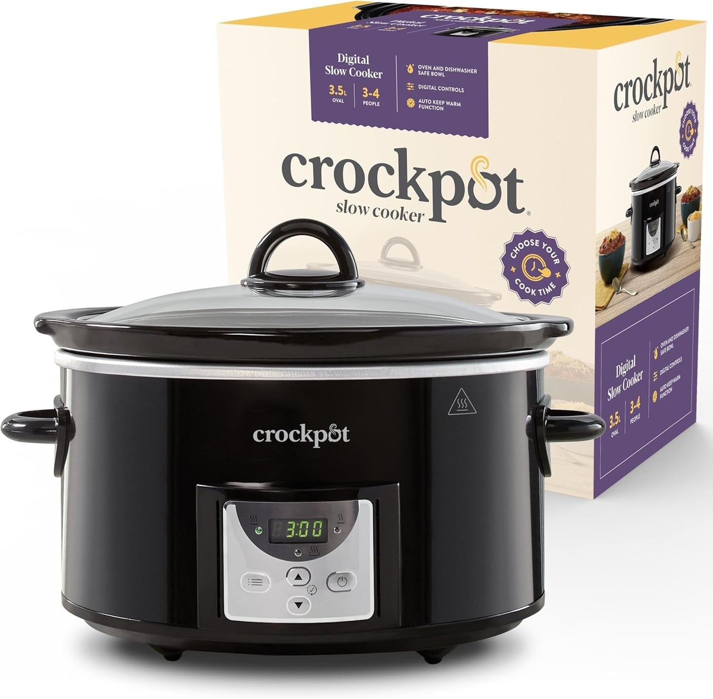 Pentola a cottura lenta digitale Crockpot, 3,5 L (da 3 a 4 persone), CSC113X Pentola a cottura lenta Naty Shop Nero 3,5 litri