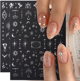 Adesivi per unghie metallizzati argento 3D, adesivi per unghie per donne, stella, luna, sole, lamina per unghie, adesivi autoadesivi, adesivi per unghie farfalla, adesivi per unghie, accessori per design delle unghie, 8 pezzi