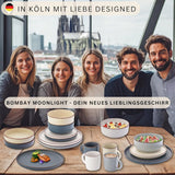 SÄNGER Bombay Moonlight | Set di stoviglie in ceramica da 12 pezzi per 4 persone, 4 piatti piani, 4 piatti da dessert, 4 ciotole, colori assortiti | LA COLLEZIONE DI VALORE