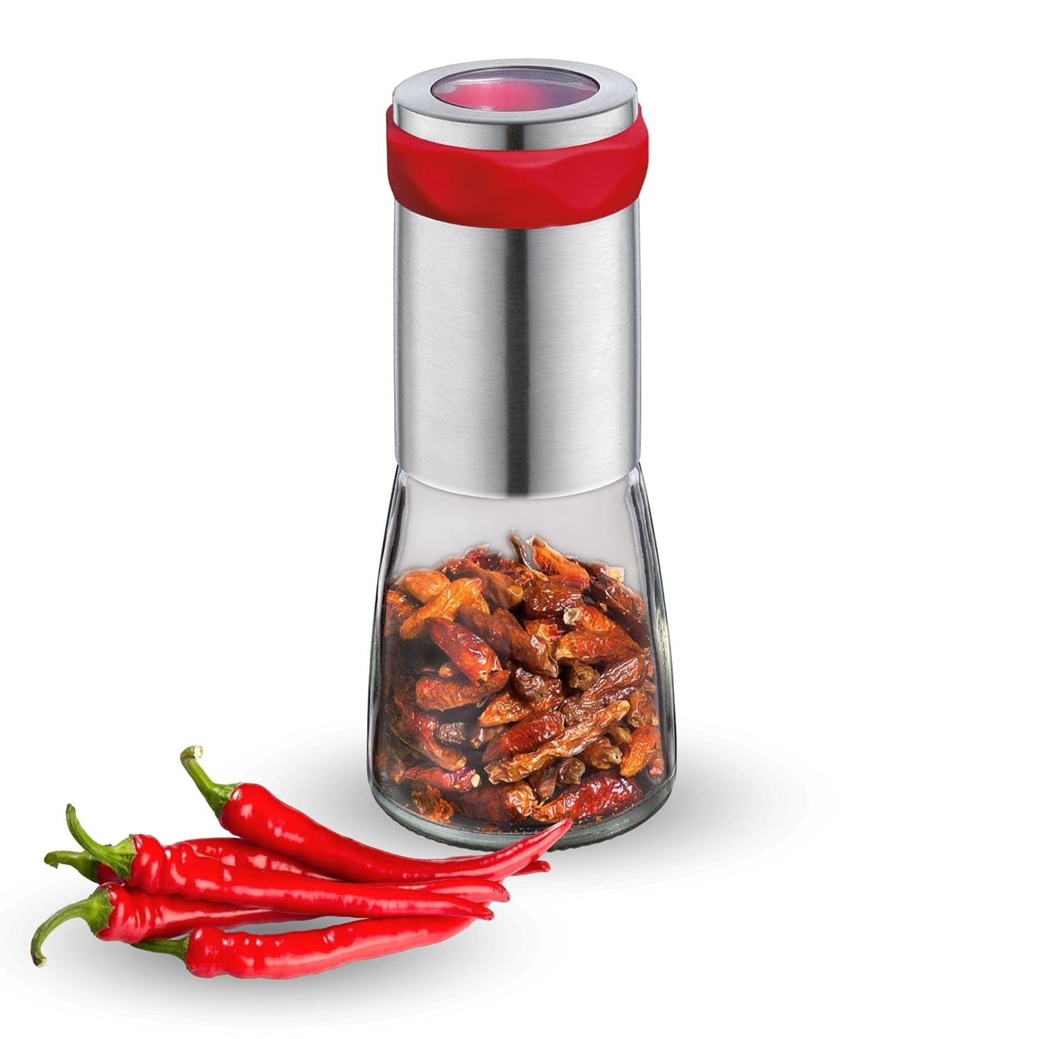 Macina peperoncino Cilio PICCANTE, Ø 6,5 cm, H: 14,5 cm, con coperchio di chiusura Macina e Affetta Naty Shop Default Title