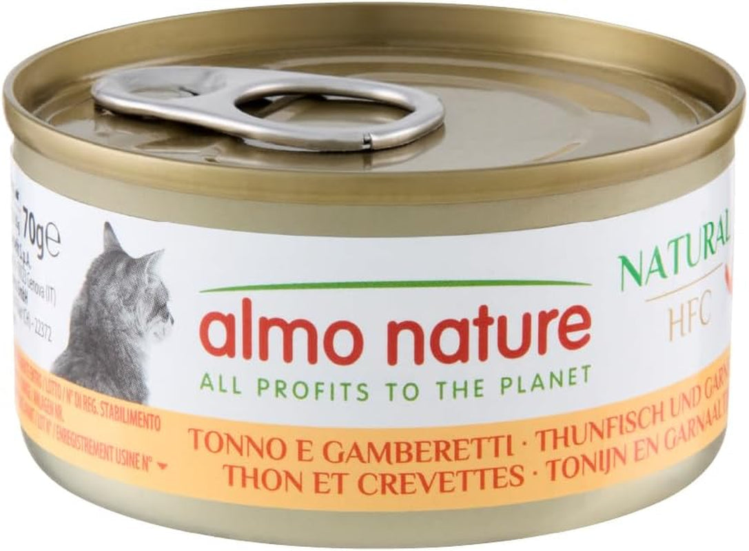 Almo Nature HFC Cibo umido naturale per gatti - Tonno e gamberetti, confezione da 24 (24 x 70 g)
