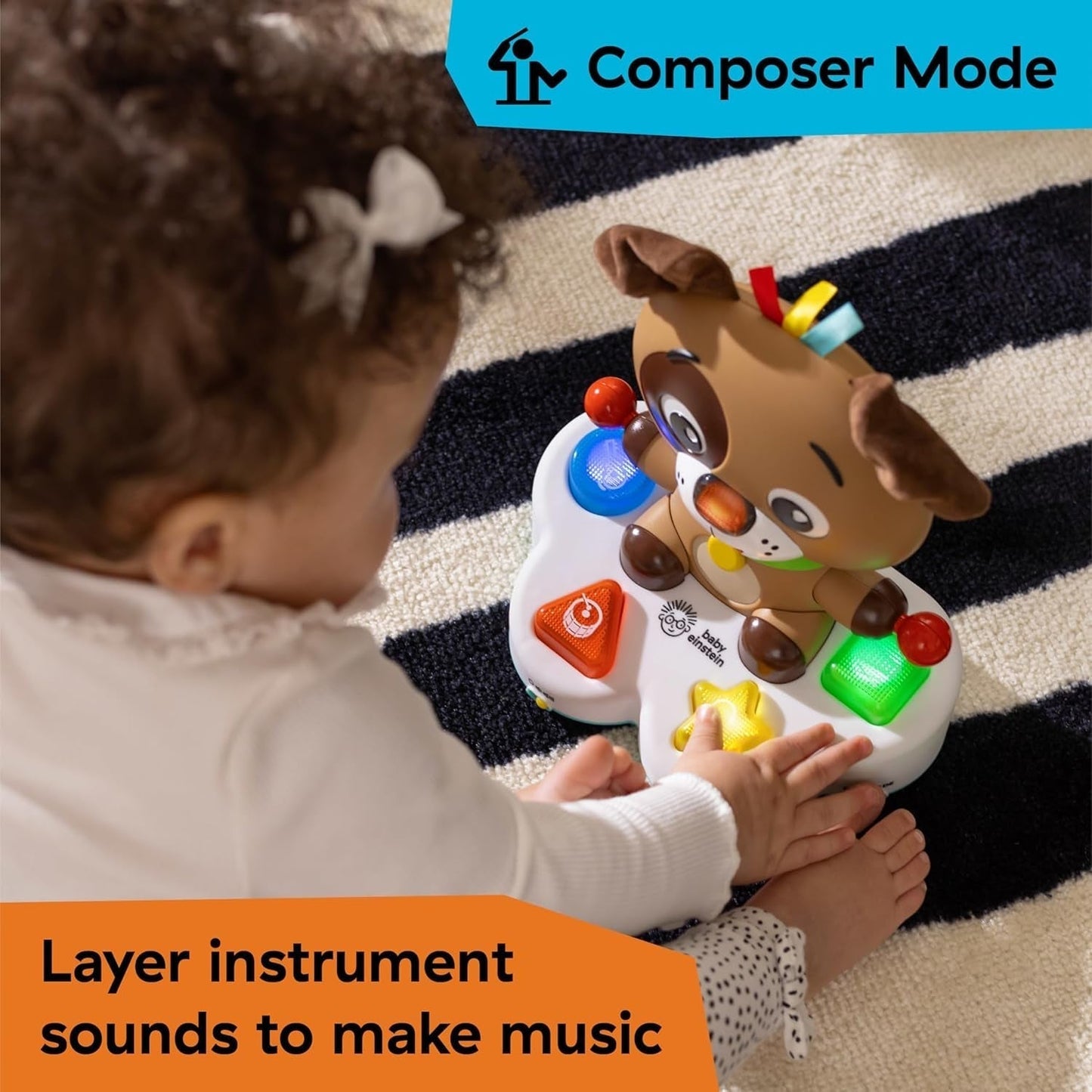 Baby Einstein, Drum & Learn Dean Giocattolo didattico musicale - Giocattolo multisensoriale per bambini, 2 modalità di gioco, colori, forme e strumenti, oltre 50 suoni, dai 6 mesi Giocattoli per bambini Naty Shop