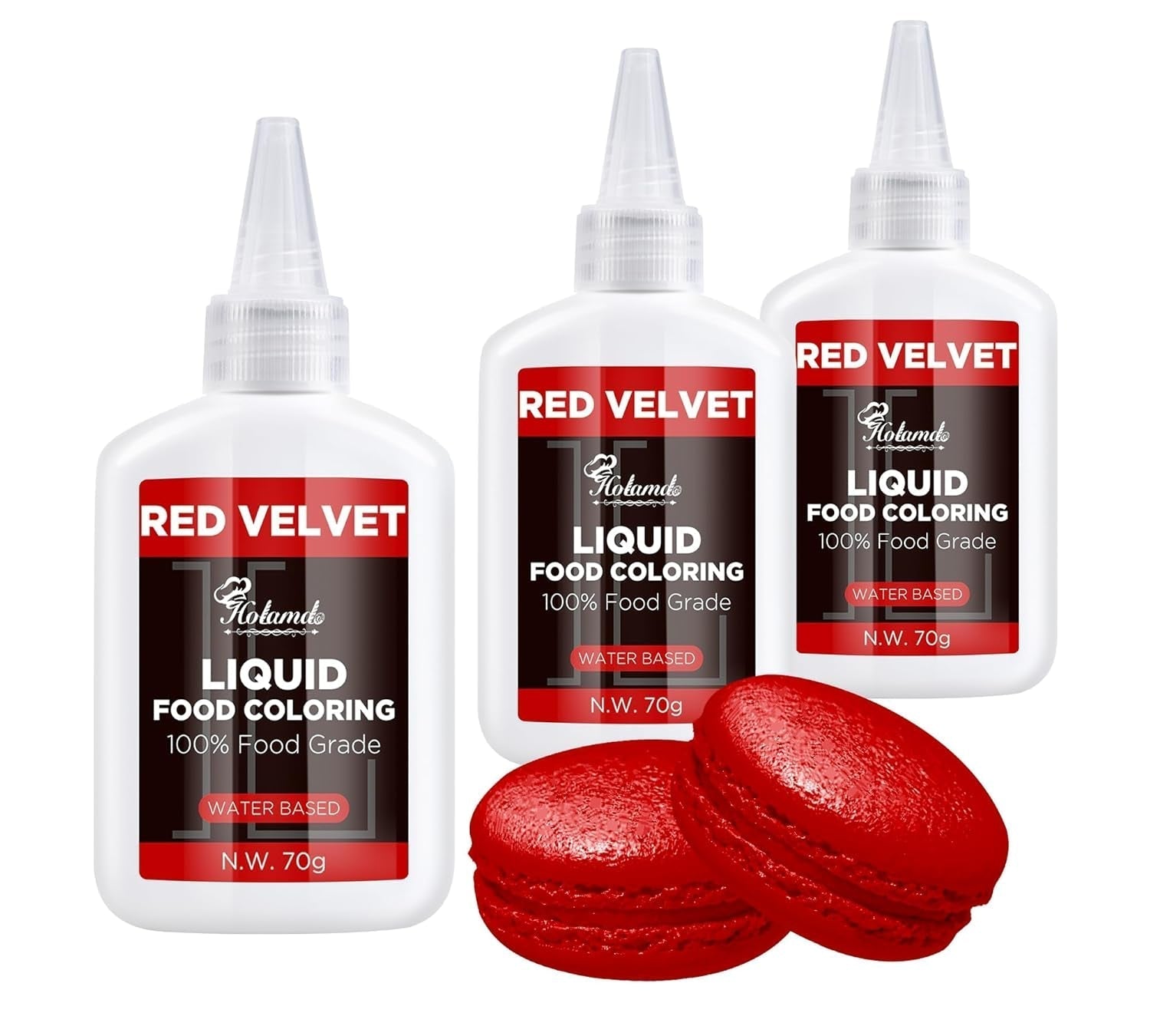 Colorante alimentare liquido, set colorante alimentare Red Velvet per torte da forno, amaretti, biscotti, colorante alimentare per decorare torte, liquido per colorare bevande (70 g x 3)