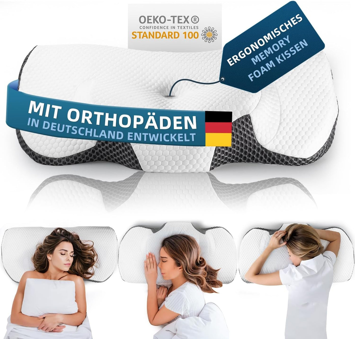 IDEA Cuscino per dolori al collo, Cuscino ortopedico in Memory Foam, Cuscino ergonomico per il collo Cuscino di supporto ottimale, Cuscino antirussamento per fianchi, schiena e addominali Cuscini ortopedici cervicali per dormire Naty Shop Default Title