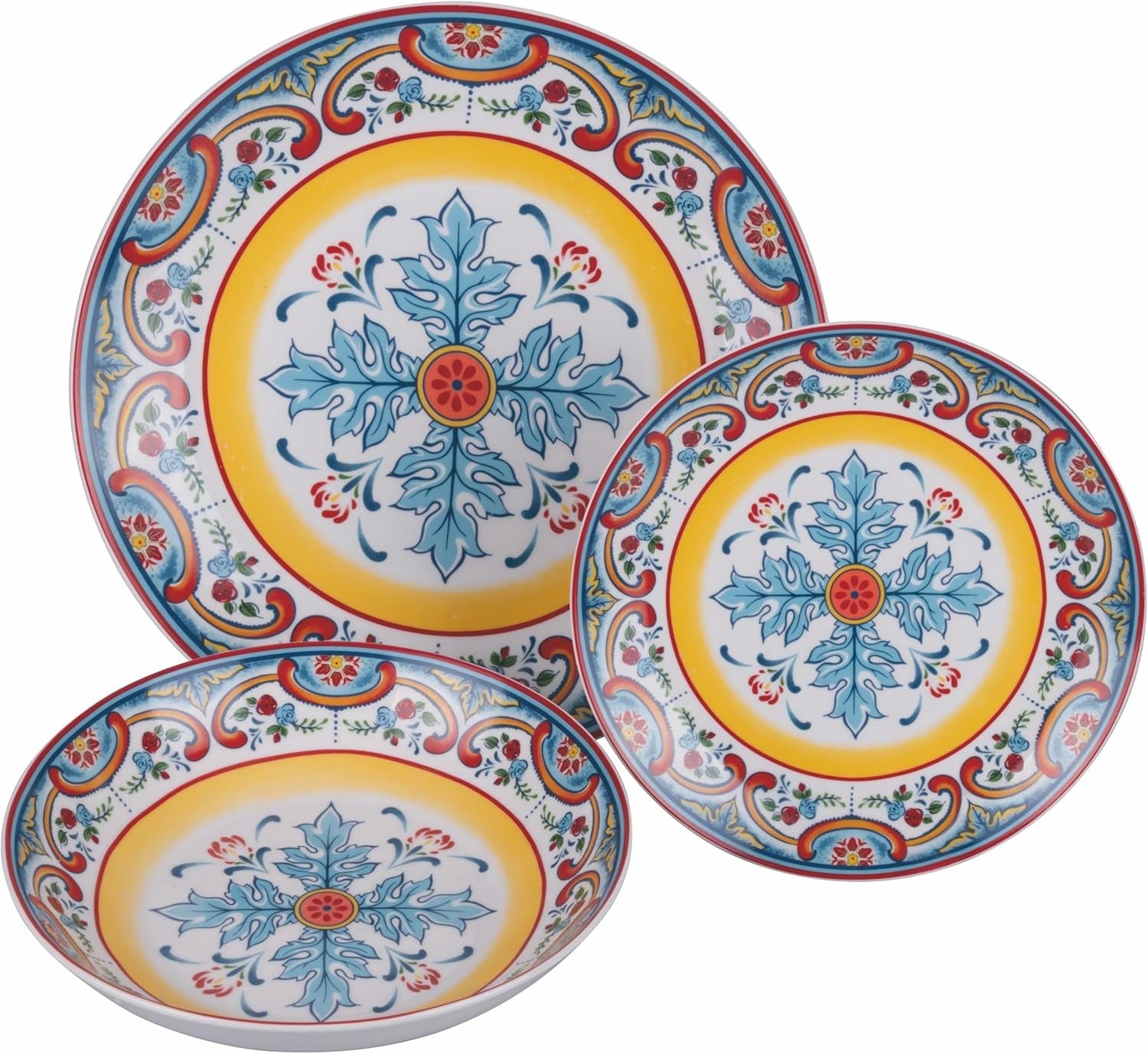 Servizio da tavola in porcellana 18 pezzi, 6 diversi set di piatti, Andalusia