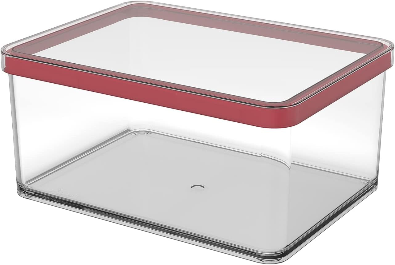 Rotho Loft Set di 5 barattoli con coperchio, varie dimensioni, plastica per alimenti (PP) senza BPA, trasparente/rosso, (21,4 x 21,4 x 23,5 cm) Naty Shop Scatole per alimenti da 2,25 L di larghezza