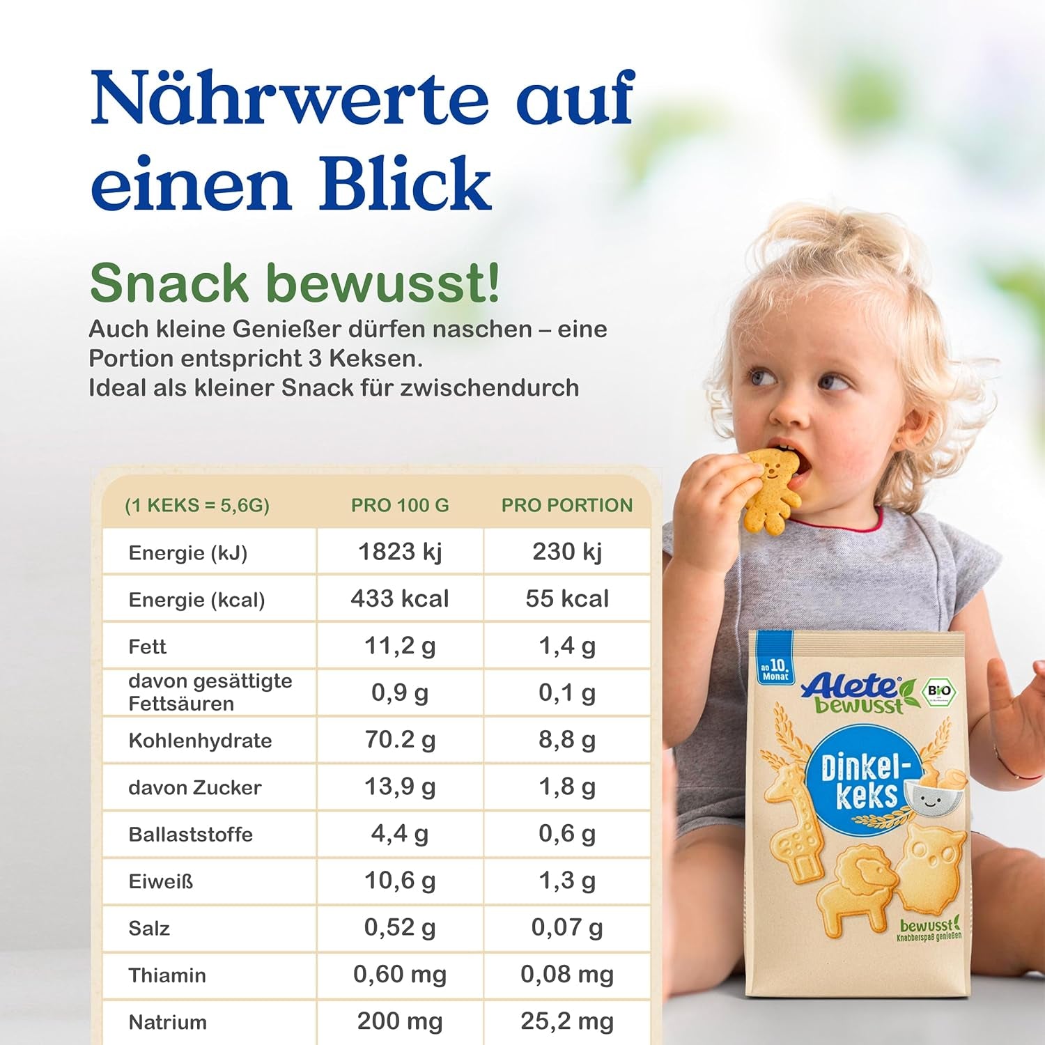 Biscotti Croccanti Biologici con Alac Alete (4 x 125g) - Biscotti Croccanti Alac per neonati, senza olio di palma, dai 10 mesi