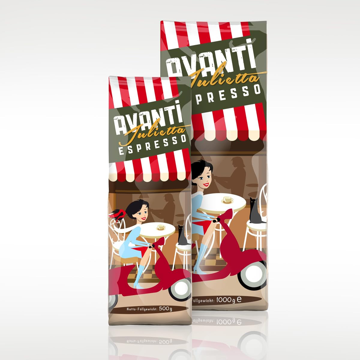 AVANTI Julietta Caffè espresso in grani, 500g, 70% Arabica 30% Robusta, tostatura tradizionale a tamburo
