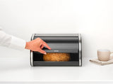 Brabantia portapane per rotoli - Contenitore compatto da banco per pane, bagel e panini con coperchio piatto, acciaio resistente - misura media - nero opaco Contenitori per alimenti Naty Shop