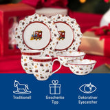 Villeroy & Boch - Toy's Delight Set Colazione per 2, Design Locomotiva, 6 Pezzi, Colorato, Natale, Servizio Piatti con Piatti, Tazze e Scodelle per la Colazione, Stoviglie Natalizia, Porcellana Premium