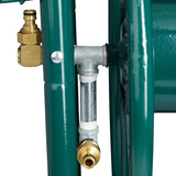 Carrello portatubo Relaxdays, fino a 90 m, 4 pneumatici, raccordo a scatto, avvolgitubo in metallo, distributore tubo con cestello, verde