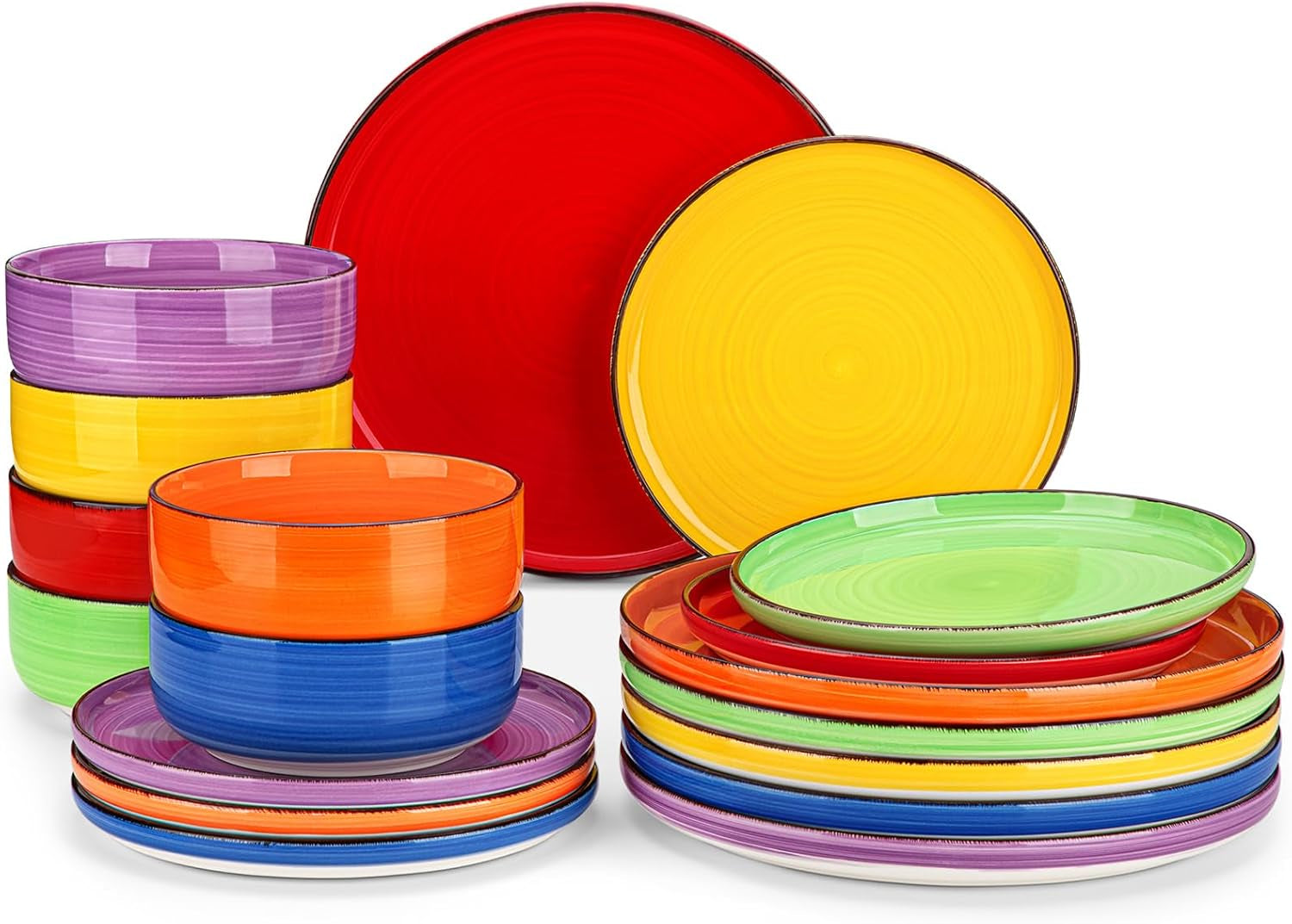 Servizio Piatti 6 Persone Vancasso Bonita Servizio Piatti In Gres 18 Pezzi Set Ciotole E Piatti Servizio Rotondo Combinazione Di 6 Piatti Piani Piatti Da Insalata E Ciotole Ciascuno