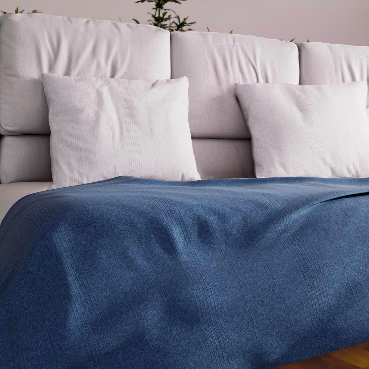 Soleil D'Ocre Adele, Copripiumino Zigzag, Copridivano dal divano, Polycoton, Blu, 220 X 240 Cm Trapunte e trapunte Naty Shop Blu 180 X 220 Cm