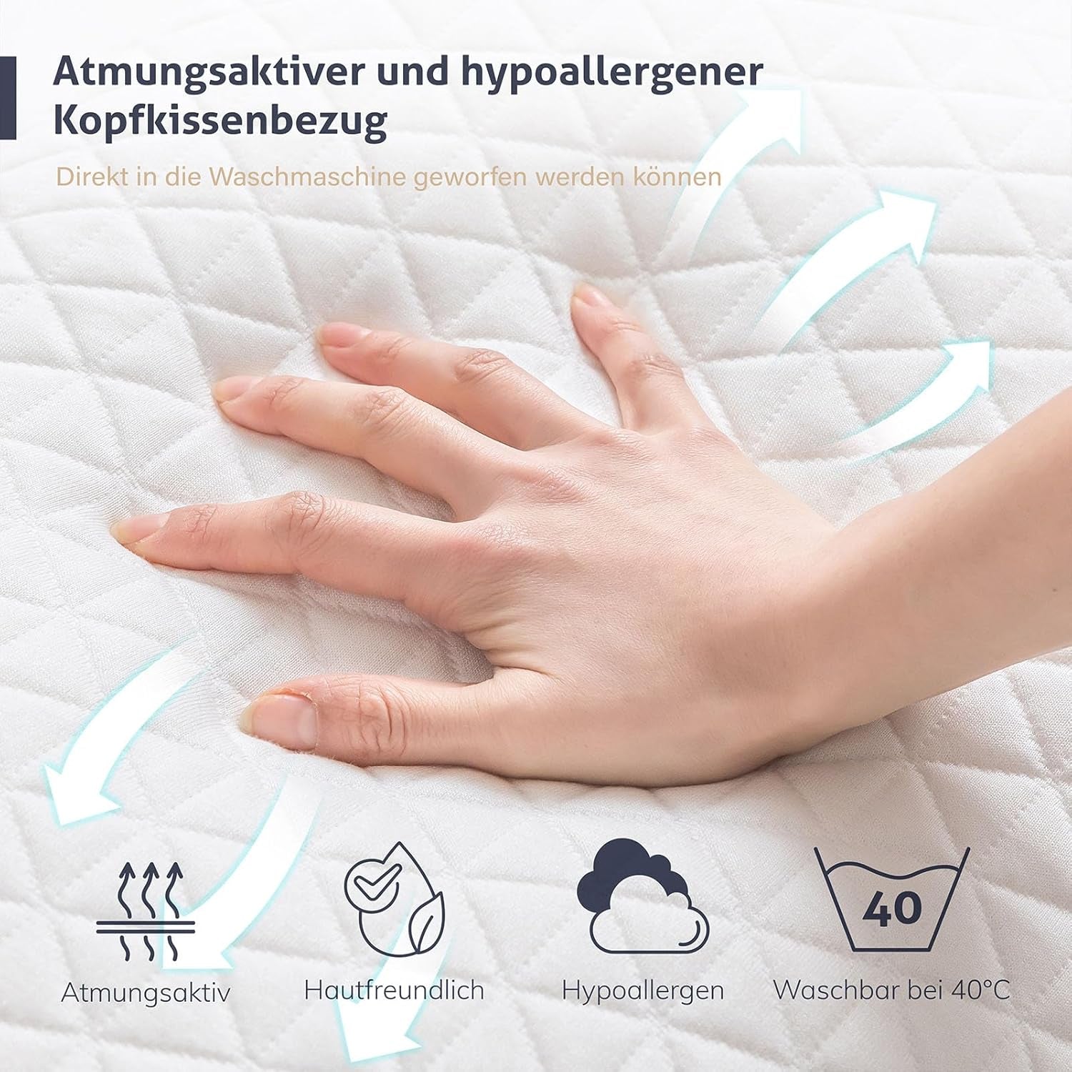 Cuscino in memory foam EGO HOME 40x80 cm con memory foam triturato - Cuscino di supporto per il collo traspirante ed ergonomico per chi dorme sul fianco, sulla schiena o sulla pancia - Certificato Oeko-Tex - Fodera lavabile