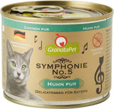 GranataPet Symphony No. 5 Puro Pollo, cibo per gatti senza cereali e senza zucchero, filetti in gelatina naturale, cibo umido delicato per gatti, 6 x 200g